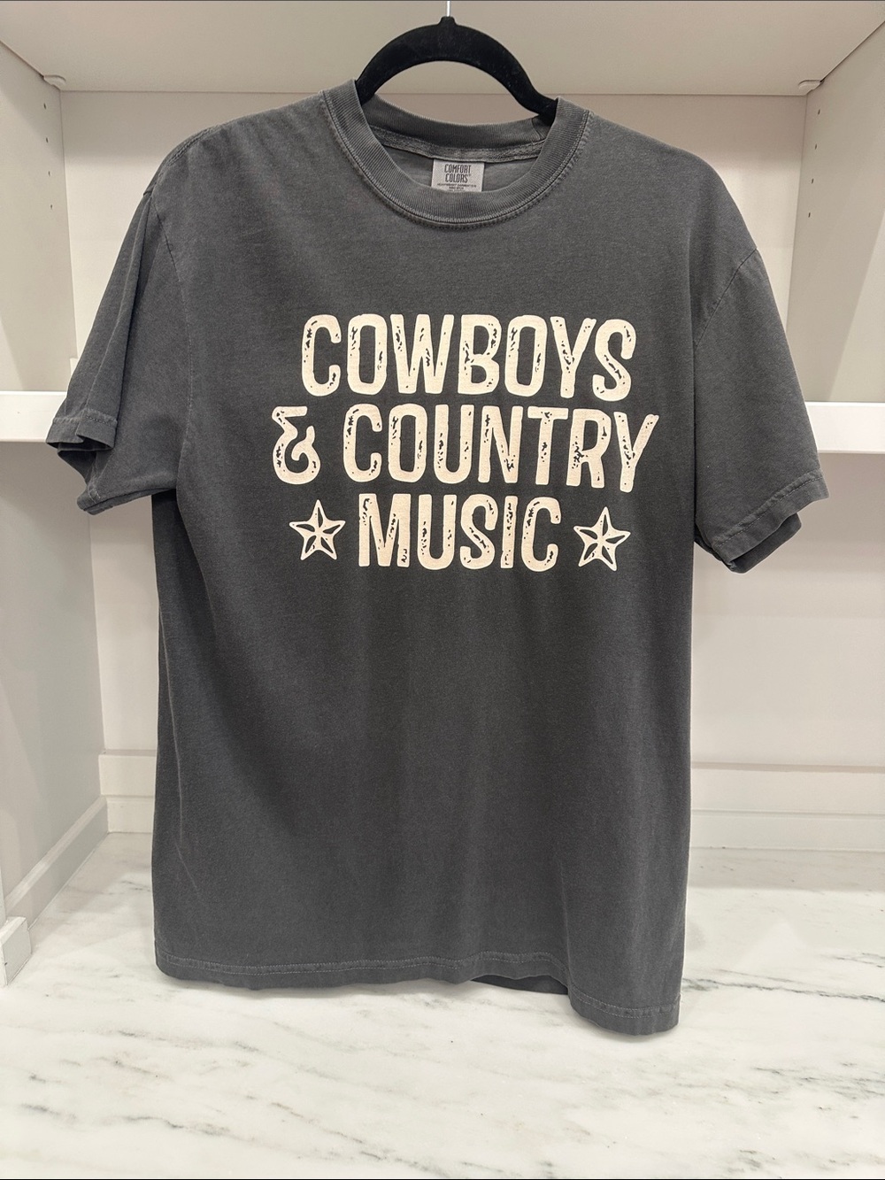 Comfort Colors medCowboys & Country Music Graphic Tee -Charcoal with White print